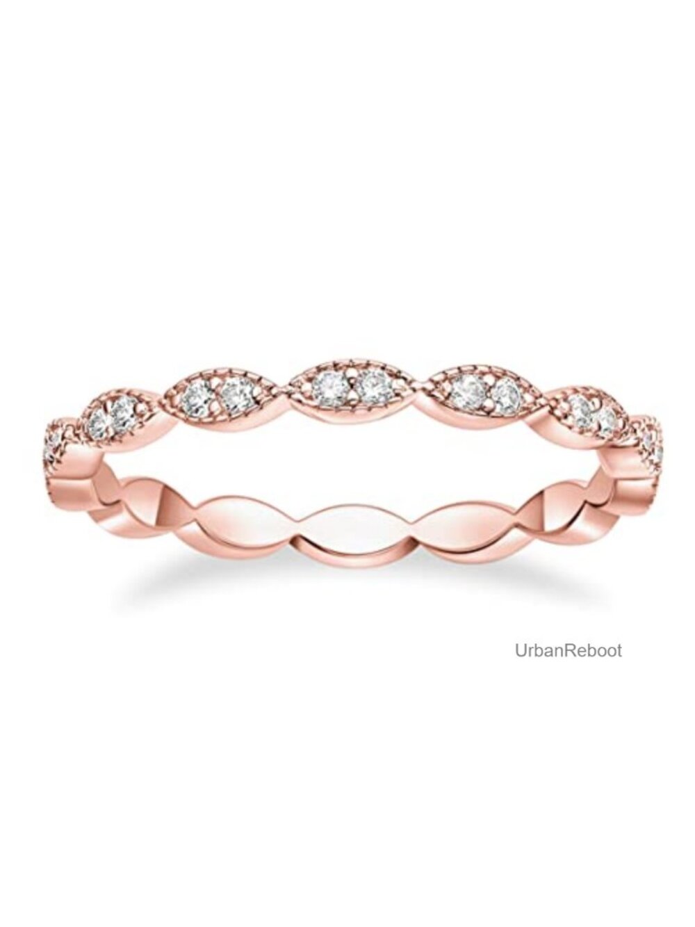 Oval Milgrain Cubic Zirconia Eternity Ring Stacking Band